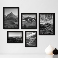Kit Com 5 Quadros Decorativos - Paisagem Montanhas - 044kq01
