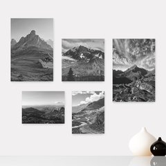 Kit 5 Placas Decorativas - Paisagem Montanhas Casa Quarto Sala - 044ktpl5