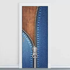 Adesivo Decorativo de Porta - Zíper - Jeans - 046cnpt