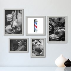 Kit Com 5 Quadros Decorativos - Barbearia Barbeiro Barber - 049kq01 - comprar online