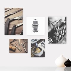 Kit 5 Placas Decorativas - Barbearia Barbeiro Barber Casa Quarto Sala - 050ktpl5