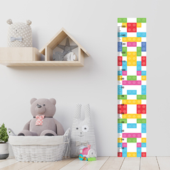 Régua de Crescimento Infantil Adesivo Bloco de Montar Escola Quarto - 050reg