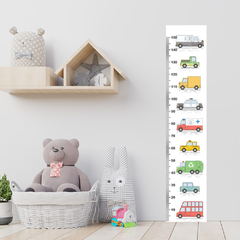 Régua de Crescimento Infantil Adesivo Carrinhos Escola Quarto Menino - 051reg