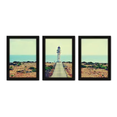 Kit Com 3 Quadros - Farol Paisagem Litoral - 052kq02p - comprar online