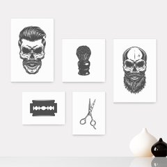 Kit 5 Placas Decorativas - Barbearia Barbeiro Barber Casa Quarto Sala - 052ktpl5