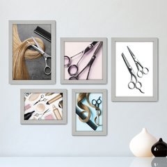 Kit Com 5 Quadros Decorativos - Salão de Beleza Cabeleireiro - 054kq01 - comprar online
