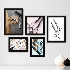 Kit Com 5 Quadros Decorativos - Salão de Beleza Cabeleireiro - 054kq01