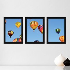 Kit Com 3 Quadros - Balão Céu Paisagem - 056kq02p