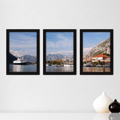 Kit Com 3 Quadros - Mar Barcos Paisagem - 057kq02p