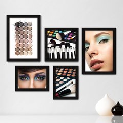 Kit Com 5 Quadros Decorativos - Salão de Beleza Maquiagem - 061kq01