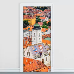 Adesivo Decorativo de Porta - Cidade - Casas - 061cnpt