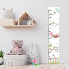 Régua de Crescimento Infantil Adesivo Passarinhos Galhos Quarto Bebê - 061reg