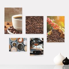 Kit 5 Placas Decorativas - Café Cafeteria Lanchonete Casa Quarto Sala - 064ktpl5
