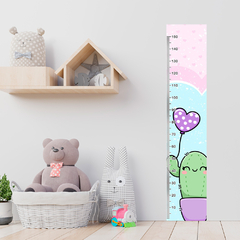 Régua de Crescimento Infantil Adesivo Cactos Coração Quarto Menina - 064reg