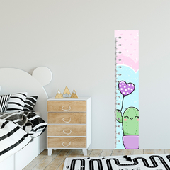 Régua de Crescimento Infantil Adesivo Cactos Coração Quarto Menina - 064reg - Allodi