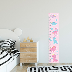 Régua de Crescimento Infantil Adesivo Dinossauros Dinos Rosa Menina Bebê - 065reg - Allodi