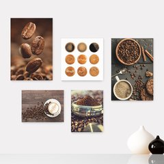 Kit 5 Placas Decorativas - Café Cafeteria Lanchonete Casa Quarto Sala - 066ktpl5