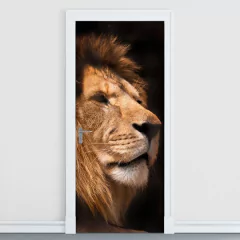 Adesivo Decorativo de Porta - Leão - 068cnpt
