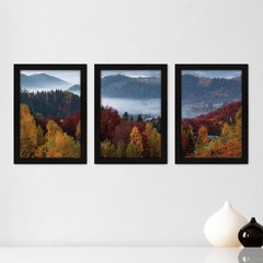 Kit Com 3 Quadros - Árvore Paisagem Montanha - 069kq02p