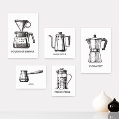 Kit 5 Placas Decorativas - Café Cafeteria Lanchonete Casa Quarto Sala - 069ktpl5