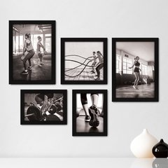 Kit Com 5 Quadros Decorativos - Academia Treino Fitness - 074kq01