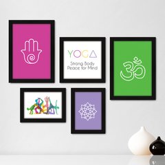 Kit Com 5 Quadros Decorativos - Yoga Meditação Studio - 080kq01