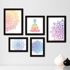 Kit Com 5 Quadros Decorativos - Yoga Mandalas Studio - 081kq01
