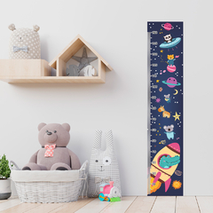 Régua de Crescimento Infantil Adesivo Animais Astronautas Foguete Quarto Menino Menina - 089reg