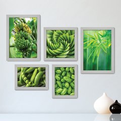 Kit Com 5 Quadros Decorativos - Natureza Frutas Verde Folhagem - 090kq01 - comprar online