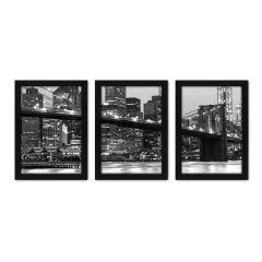 Kit Com 3 Quadros - New York Ponte Cidade - 093kq02p - comprar online