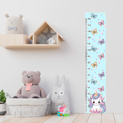 Régua de Crescimento Infantil Adesivo Borboletas Unicórnio Quarto Menina - 093reg