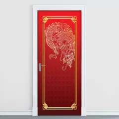 Adesivo Decorativo de Porta - Dragão - Branco - 094cnpt