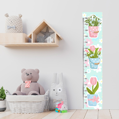 Régua de Crescimento Infantil Adesivo Flores Vasos Quarto Menina - 095reg