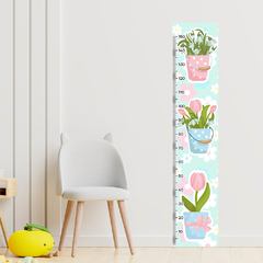 Régua de Crescimento Infantil Adesivo Flores Vasos Quarto Menina - 095reg - Allodi