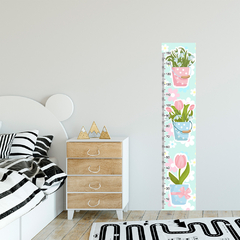 Régua de Crescimento Infantil Adesivo Flores Vasos Quarto Menina - 095reg - loja online
