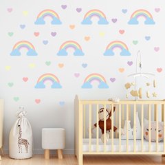 Adesivo De Parede Infantil Arco-íris Coração Quarto Menina - 096ir