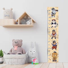 Régua de Crescimento Infantil Adesivo Animais Marinheiros Quarto Menino - 097reg