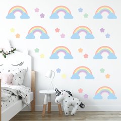Adesivo De Parede Infantil Arco-íris Flores Quarto Menina - 099ir