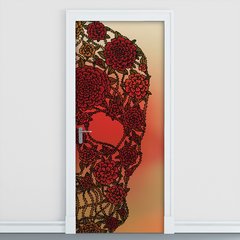 Adesivo Decorativo de Porta - Caveira - Vermelha - 100cnpt