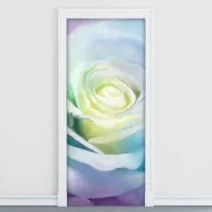 Adesivo Decorativo de Porta - Flor - Rosa - 1017cnpt