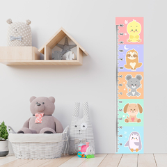 Régua de Crescimento Infantil Adesivo Animais Fofos Quarto Menino Menina - 108reg
