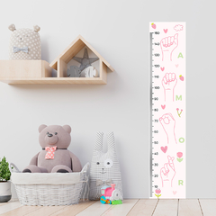 Régua de Crescimento Infantil Adesivo Amor Libras Escola Quarto Menina - 109reg
