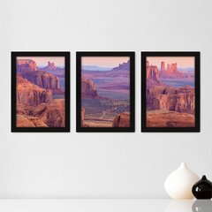 Kit Com 3 Quadros - Cânion Paisagem Pedras - 110kq02p