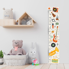 Régua de Crescimento Infantil Adesivo Música Instrumentos Escola Quarto Menina Menino - 112reg