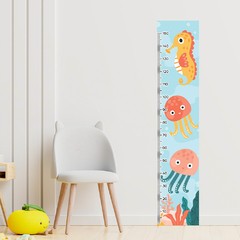 Régua de Crescimento Infantil Adesivo Fundo do Mar Quarto Menino Menina - 114reg - Allodi