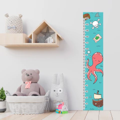 Régua de Crescimento Infantil Adesivo Fundo do Mar Quarto Menino Menina - 115reg