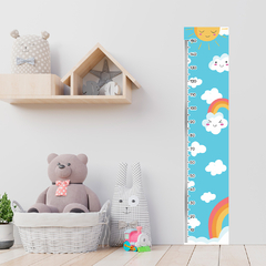Régua de Crescimento Infantil Adesivo Arco-íris Nuvens Quarto Menina Bebê - 116reg