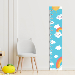 Régua de Crescimento Infantil Adesivo Arco-íris Nuvens Quarto Menina Bebê - 116reg - Allodi
