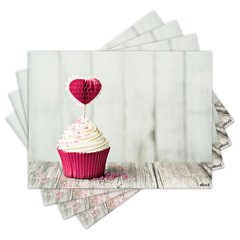 Jogo Americano com 4 peças - Cupcakes - Doces - Doceria - 1178Jo