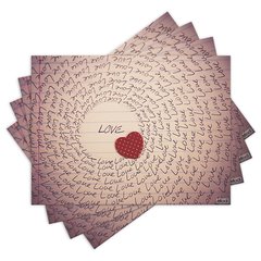 Jogo Americano com 4 peças - Love - Amor - Coração - 1184Jo